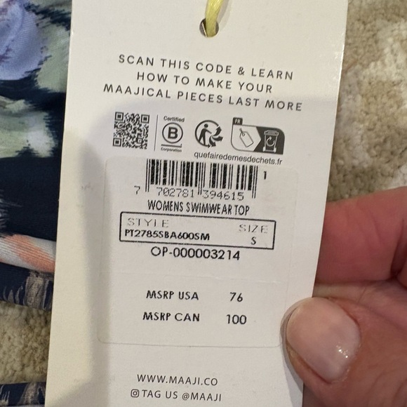 Maaji Anthropologie Sustainable Night Jungle Irene Reversible Bandeau Bikini - Picture 13 of 14